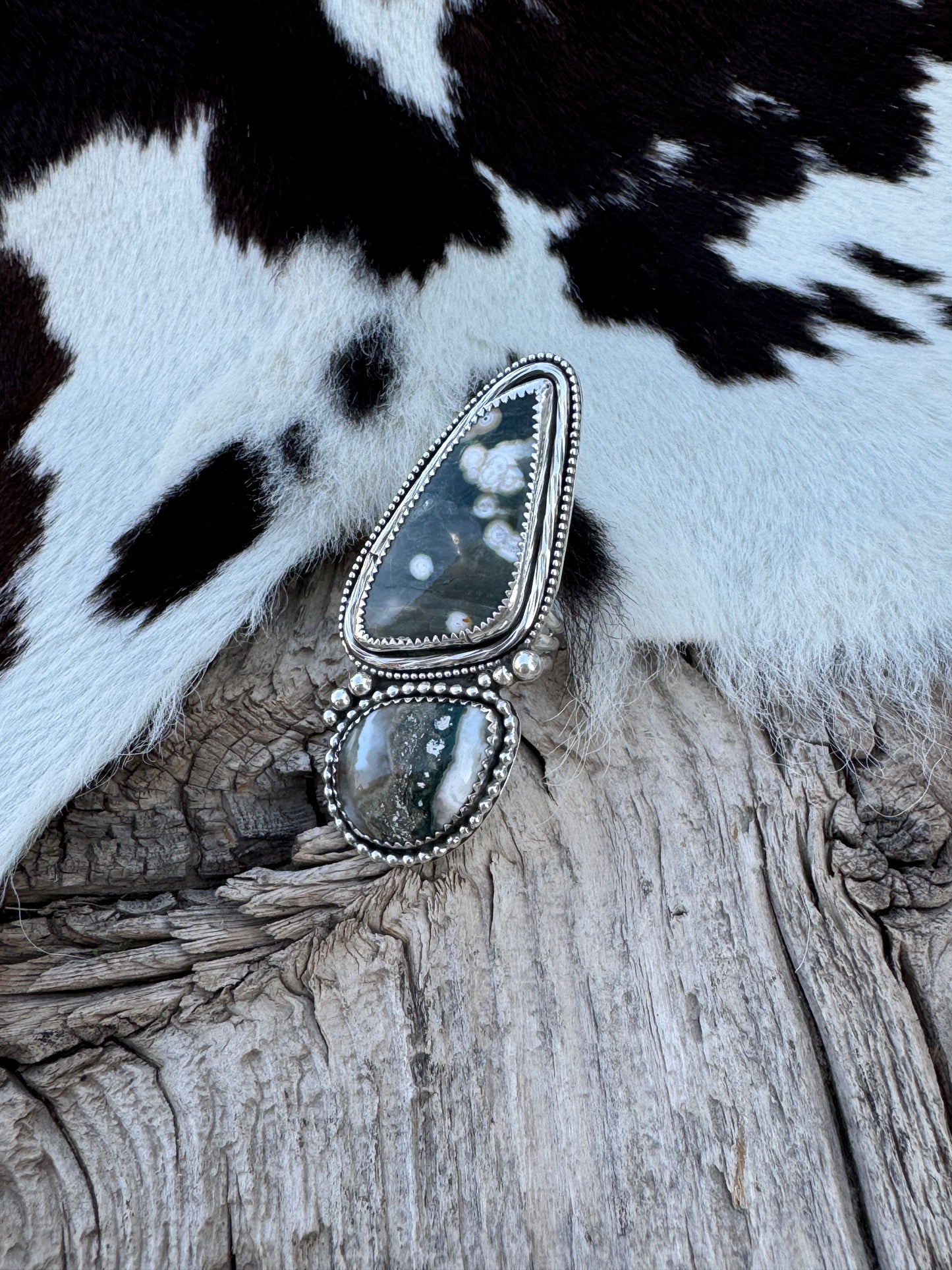 Double Stone Ocean Jasper Ring {Size 7.5}