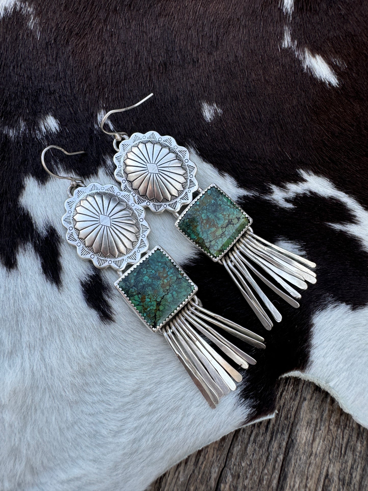 Concho Hubei Turquoise Fringe Earrings