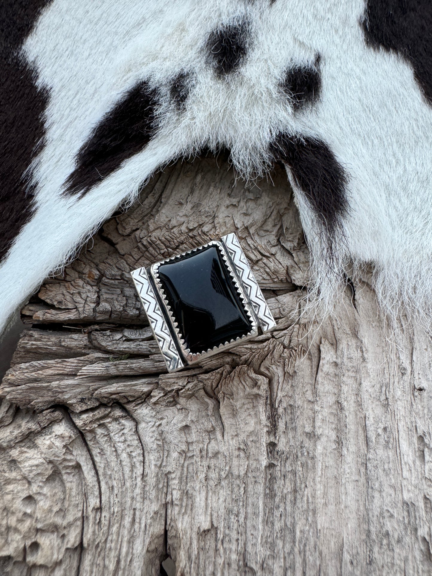 Black Onyx Square Ring {7.5}